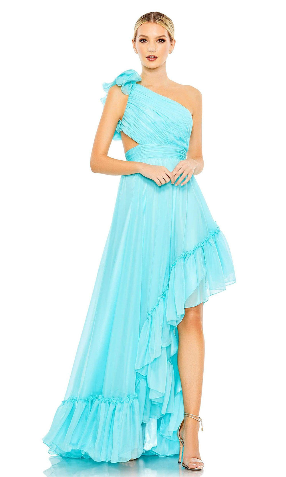 Mac Duggal - 67989 One Shoulder High Low Gown In Blue