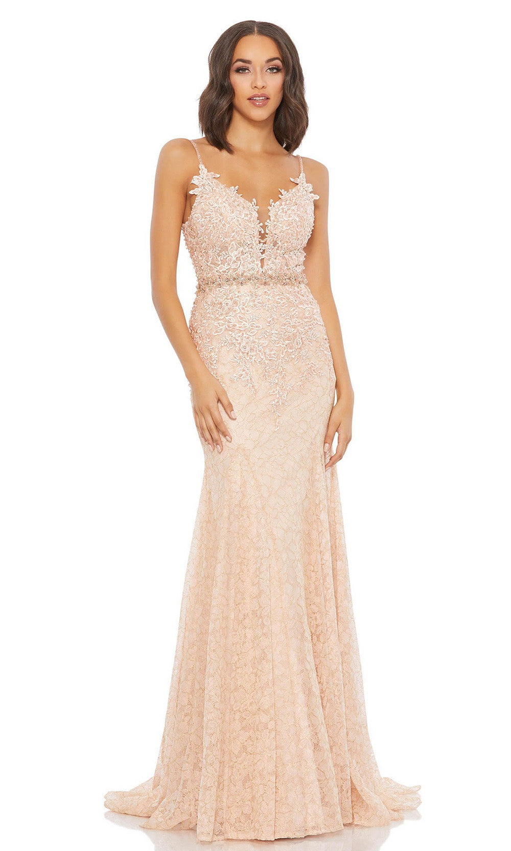 Mac Duggal - 79341 Lace Styled Gown In Pink