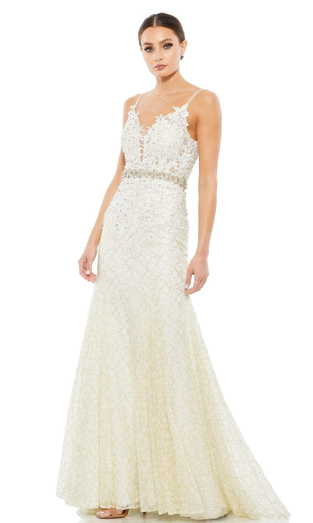 Mac Duggal - 79341 Lace Styled Gown In White