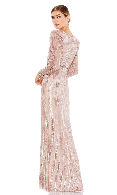 Mac Duggal - 93549 Long Sleeve Shimmering Sequin Dress In Pink