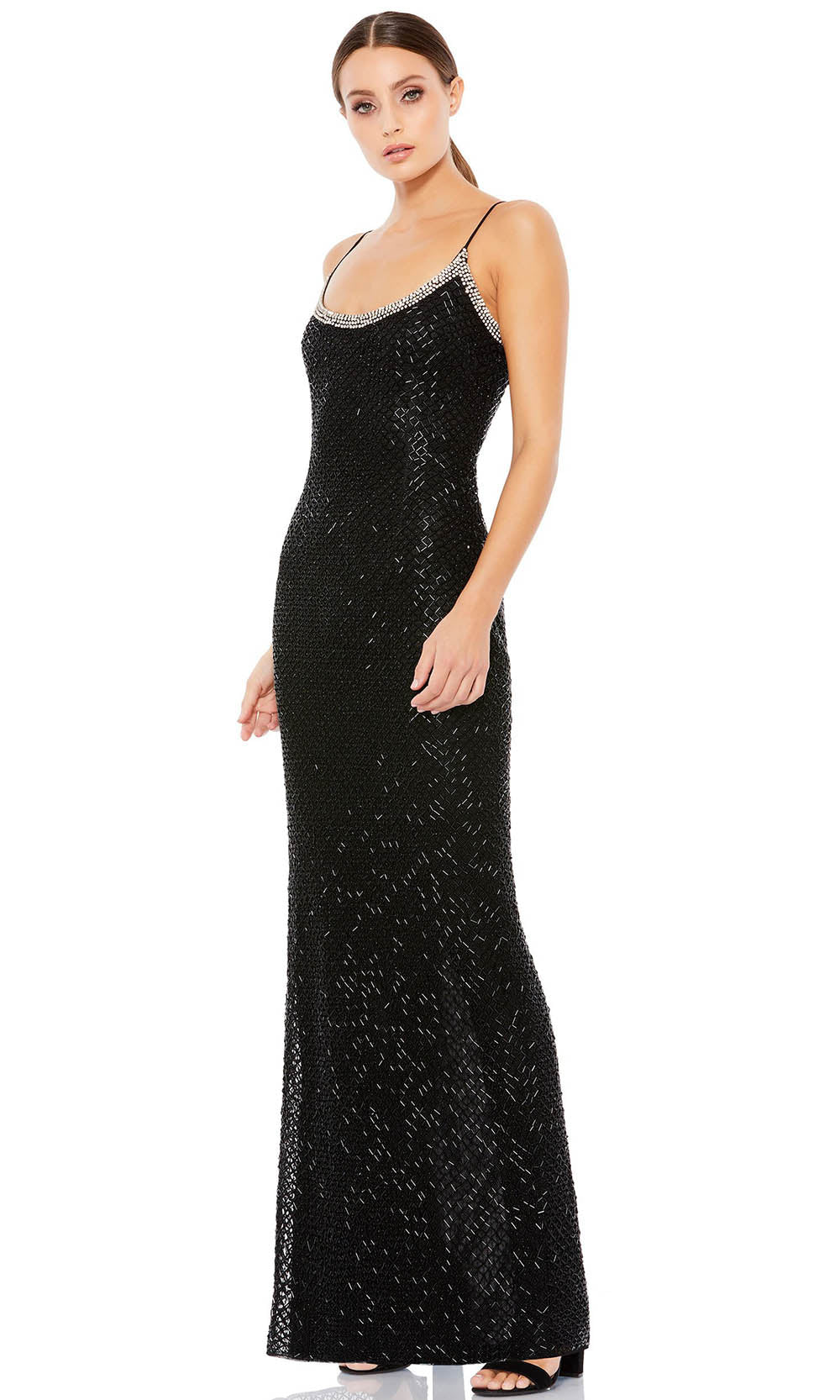 Mac Duggal - 93551D Beaded Scoop Evening Dress In Black