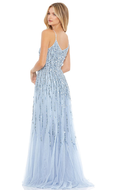 Mac Duggal - 93566M Sequin Applique Tulle Long Gown In Blue