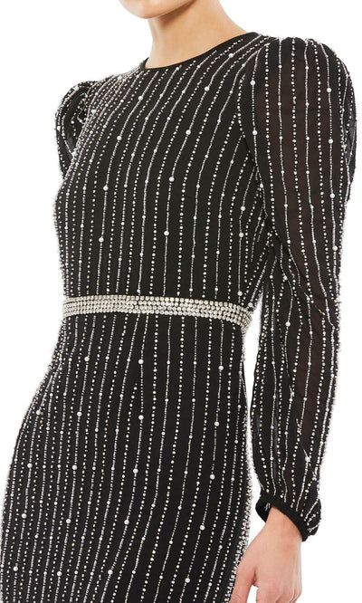 Mac Duggal - 93622 Beaded Long Sleeve Dress In Black