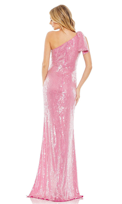 Mac Duggal - 93715 Asymmetric High Slit Long Gown In Pink