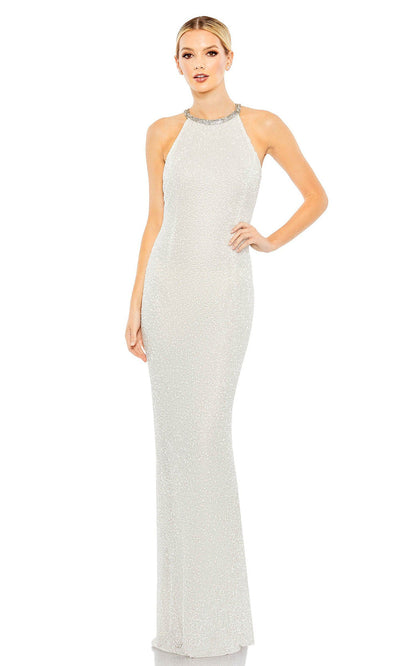 Mac Duggal - 93742 Beaded Halter Long Gown In White