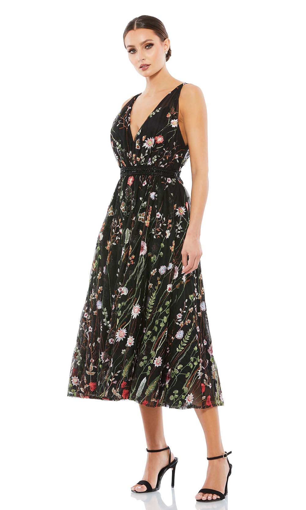 Mac Duggal Cocktail - 26557D Floral Embroidered Dress In Multi-Color