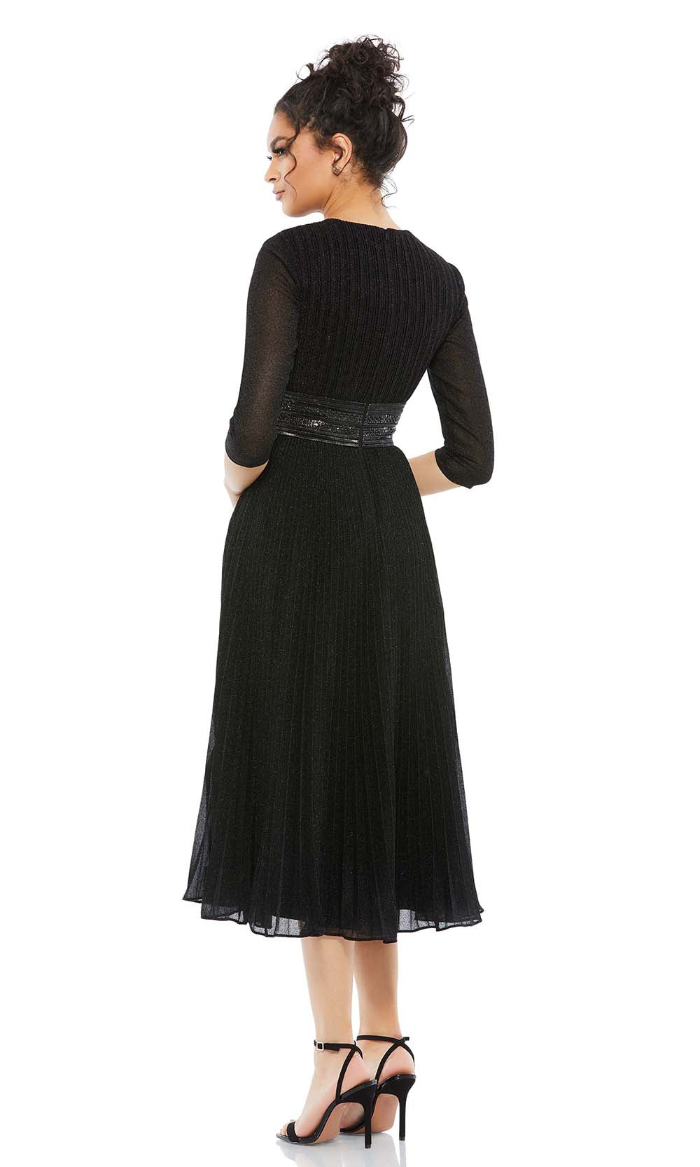 Mac Duggal Cocktail - 30750D Pleated Glitter A-Line Dress In Black