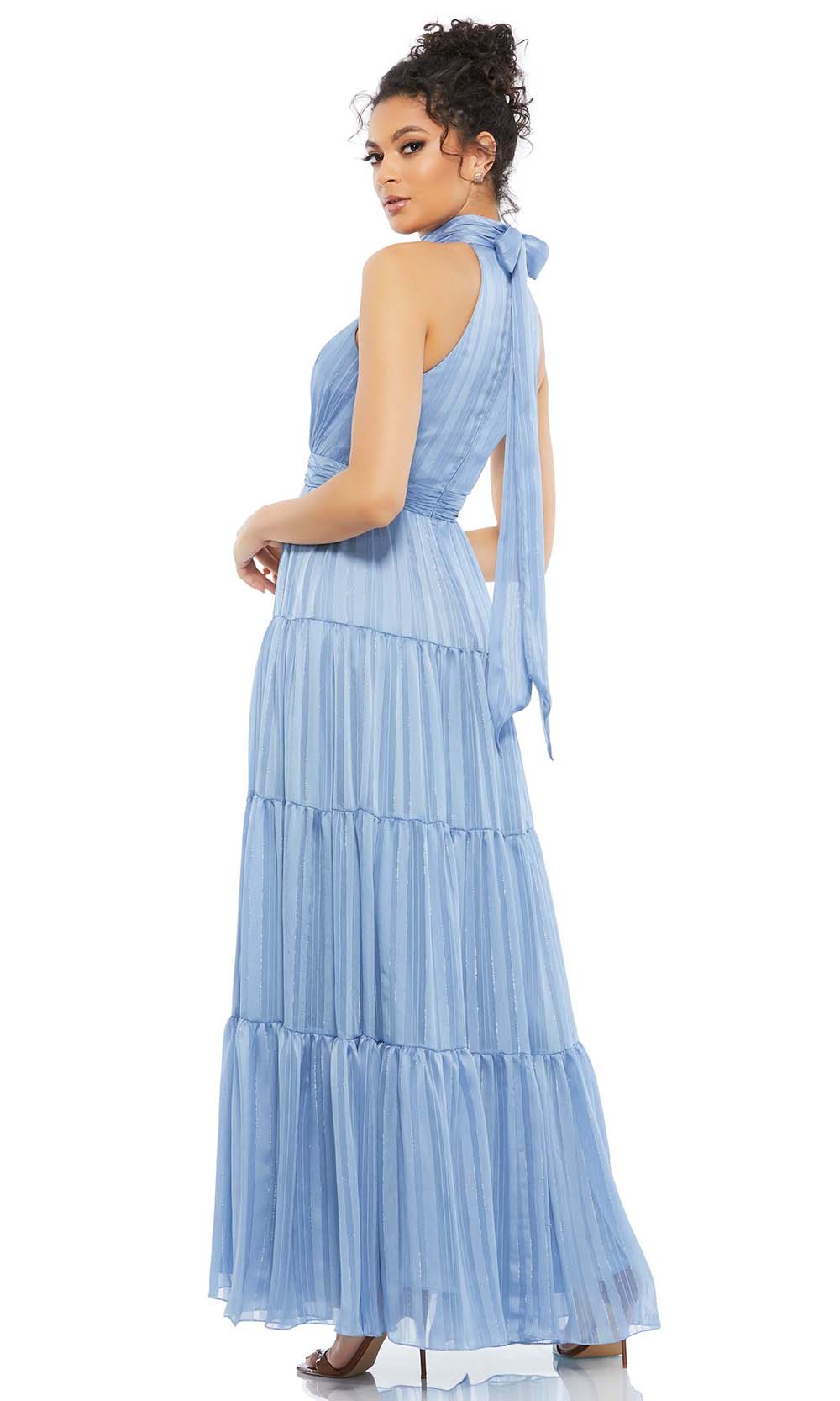 Mac Duggal Evening - 49515D High Halter Bow Ornate Dress In Blue