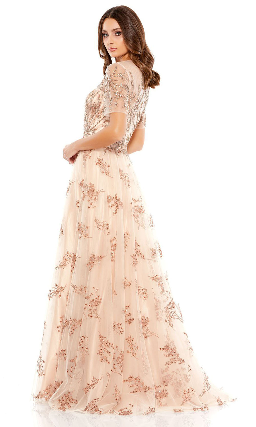 Mac Duggal Evening - 79317D Classy Embellished A-Line Gown In Gold