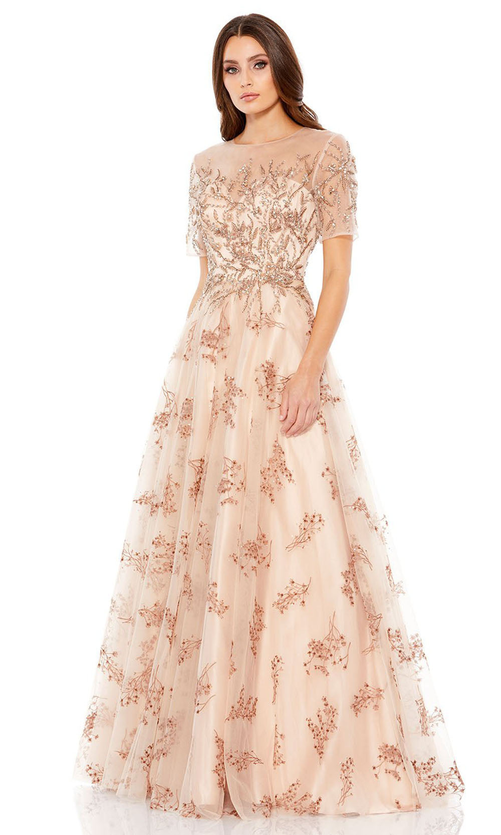 Mac Duggal Evening - 79317D Classy Embellished A-Line Gown In Gold