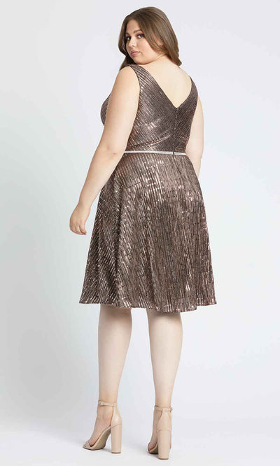 Mac Duggal Fabulouss - 49226F Embellished V Neck A-Line Dress in Brown 
