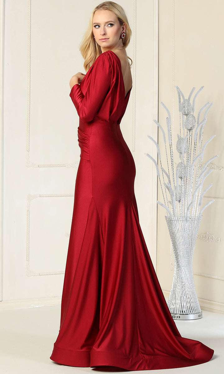 Long sleeve best sale red bridesmaid dresses