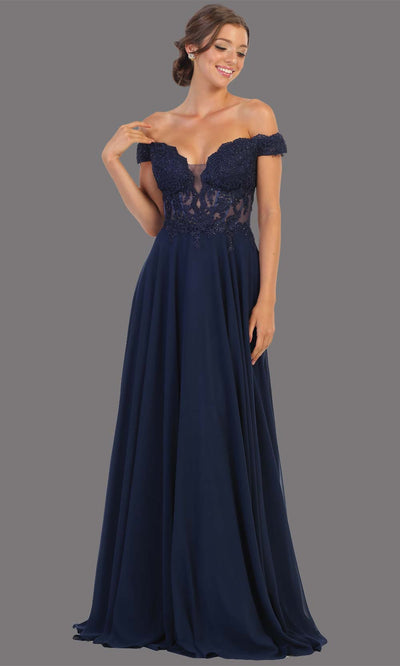 Mayqueen MQ1714 long mauve flowy dress features an off shoulder lace neckline top with a chiffon flowy skirt. Perfect for bridesmaid dresses, simple prom dress, formal wedding guest dress, indowestern party dress,black tie party. Plus sizes avail.jpg