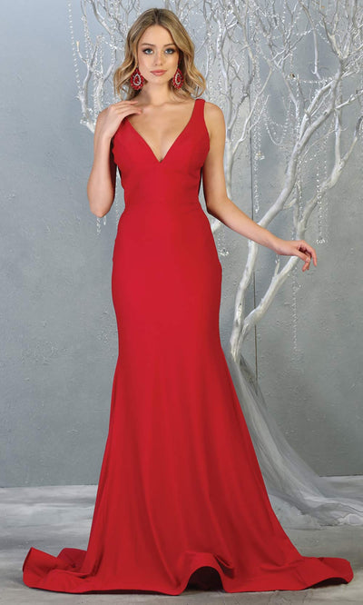 Mayqueen MQ1719 long sleek & sexy red dress with low v neck. This tight fitted mermaid dress w/ low back. This red tight fitted formal gown is perfect for prom, engagement/e-shoot dress, formal wedding guest dress,gala,black tie event.Plus sizes avail.jpg