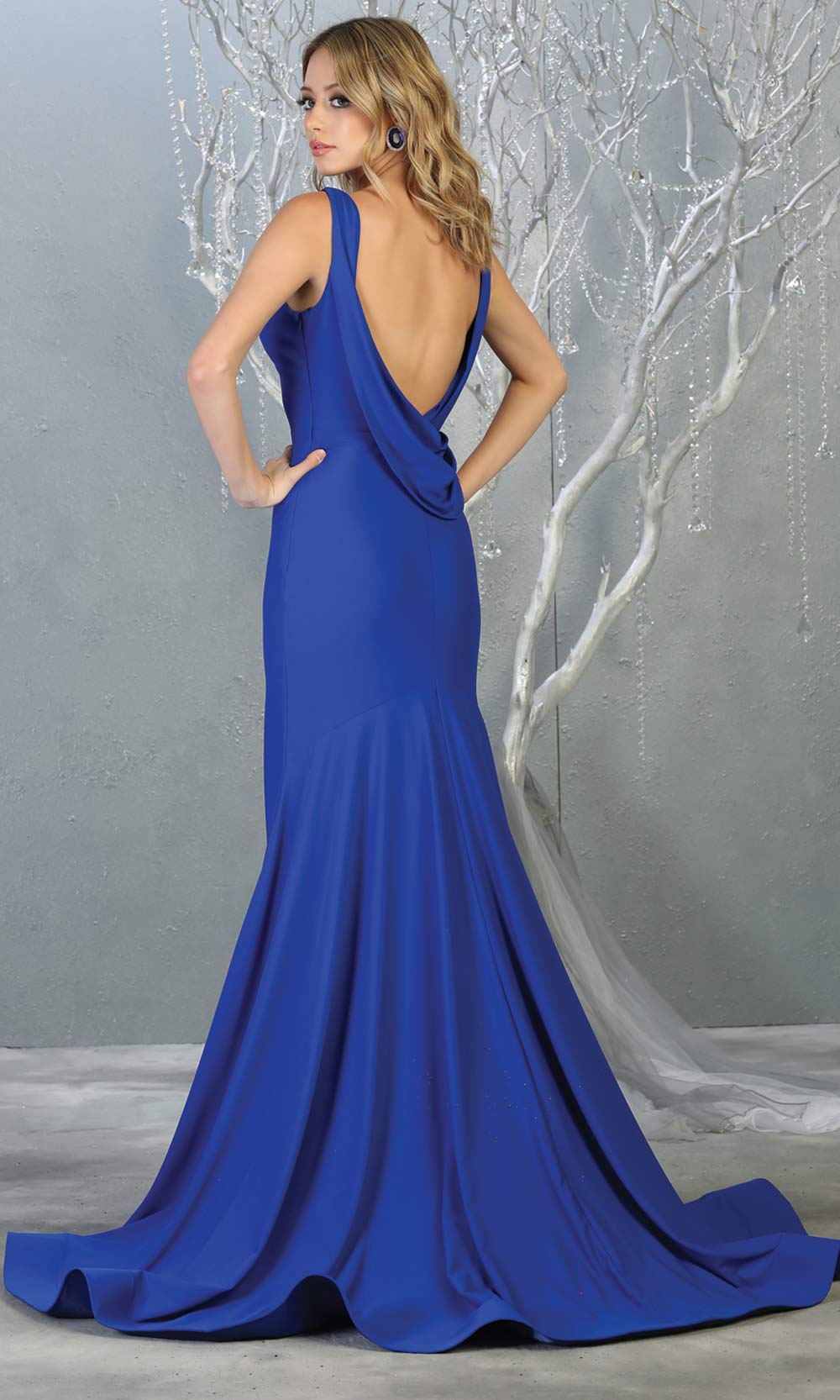 Mayqueen MQ1719 long sleek & sexy royal blue dress w/ low v neck. This tight fitted mermaid dress w/low back. Royal blue formal gown is perfect for prom, engagement/e-shoot dress, formal wedding guest dress, gala, black tie event.Plus sizes avail-b.jpg