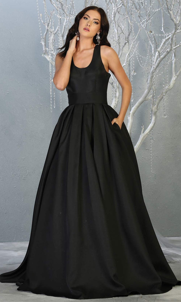 Modest Simple Long Black Evening Dress with Sleeves - $96.4872 #P74159 -  SheProm.com