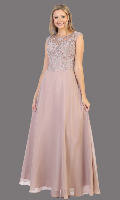 Mayqueen MQ1725 long mauve flowy dress with high neck & high back. This dusty rose dress is perfect for bridesmaid dresses, simple wedding guest dress, prom dress, gala, black tie wedding. Plus sizes are available, evening party dress.jpg