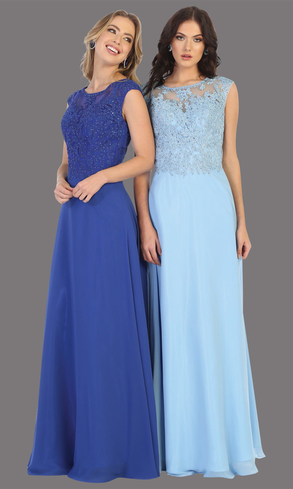 Mayqueen MQ1725 long royal blue flowy dress with high neck & high back. This royal blue dress is perfect for bridesmaid dresses, simple wedding guest dress, prom dress, gala, black tie wedding. Plus sizes are available, evening party dress.jpg