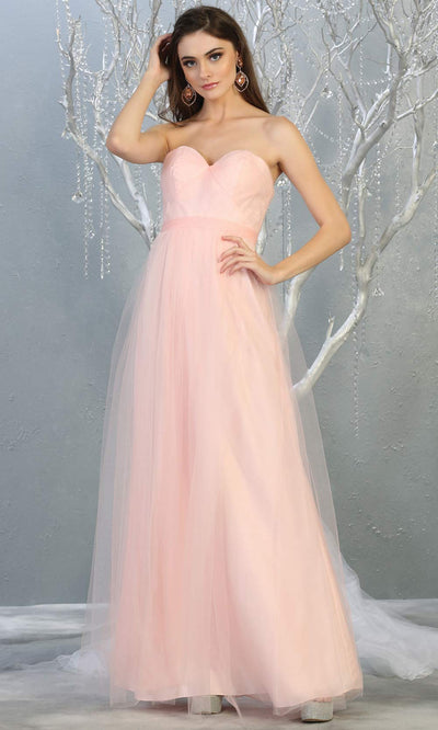 Mayqueen MQ1728 long blush pink flowy tulle mesh dress.Light pink evening dress is perfect for bridesmaid dresses, formal wedding guest party dress.This multiway convertible tulle dress allows you to wear a dress w/different necklines. Plus sizes avai.jpg