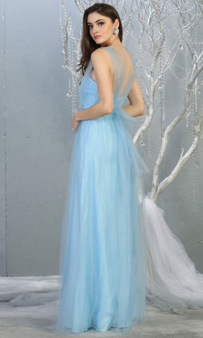 Mayqueen MQ1728 long perry blue flowy tulle mesh dress.Light blue evening dress is perfect for bridesmaid dresses,formal wedding guest party dress.This multiway convertible tulle dress allows you to wear a dress w/different necklines.Plus sizes avai-b.jpg