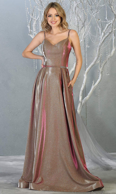 Mayqueen MQ1731 long flowy metallic taupe dress w/ thin straps. This metallic taupe flowy, a-line evening dress is perfect as a formal wedding guest dress, sweet 16 dress,quinceanera dress,prom 2020 dress,debut, indowestern gown. Plus sizes.jpg