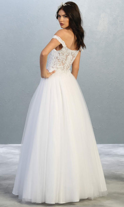 Mayqueen MQ1734-long white evening dresses w/ off shoulder,flowy skirt. Long white formal dress is perfect for wedding bridal dress, white prom dress, simple wedding,second wedding, destination wedding dress, second wedding dress.Plus sizes avail-b.jpg