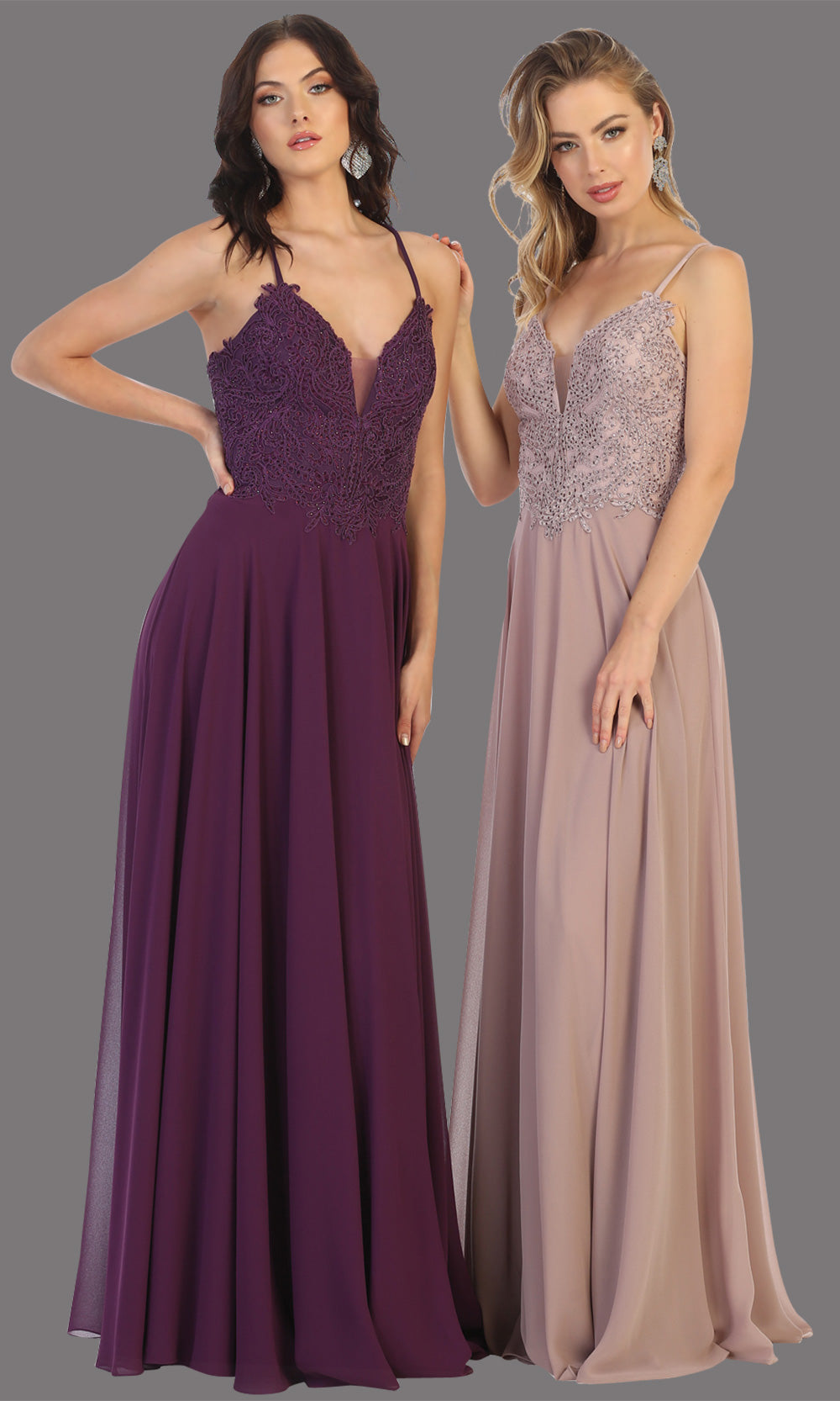 Mayqueen MQ1750 long eggplant flowy sleek & sexy dress w/straps. This dark purple dress is perfect for bridesmaid dresses, simple wedding guest dress, prom dress, gala, black tie wedding. Plus sizes are available, evening party dress.jpg