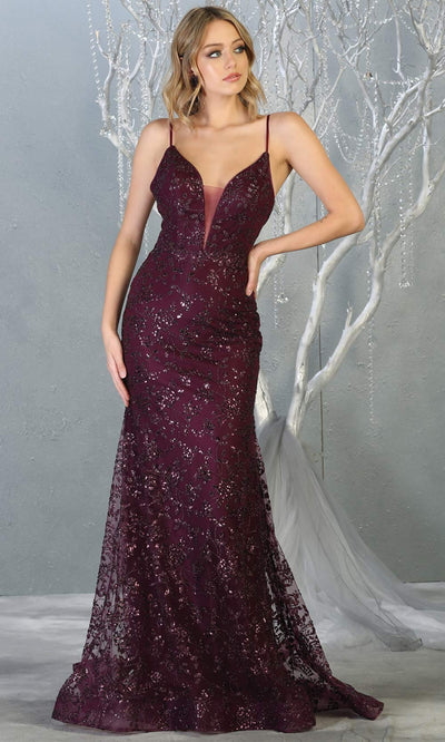 Mayqueen MQ1752 long dark purple sequin evening fitted mermaid dress w/low back. Full length eggplant gown is perfect for enagagement/e-shoot dress, wedding reception dress, indowestern gown, formal evening party dress, prom. Plus sizes avail.jpg