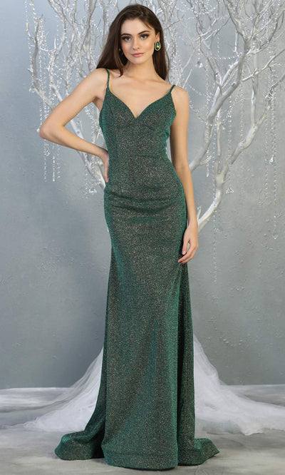 Mayqueen MQ1789 long hunter green v neck evening fitted dress. Full length dark green glittery gown w/straps is perfect for  enagagement/e-shoot dress, formal wedding guest, indowestern gown, evening party dress, prom, bridesmaid. Plus sizes avail.jpg
