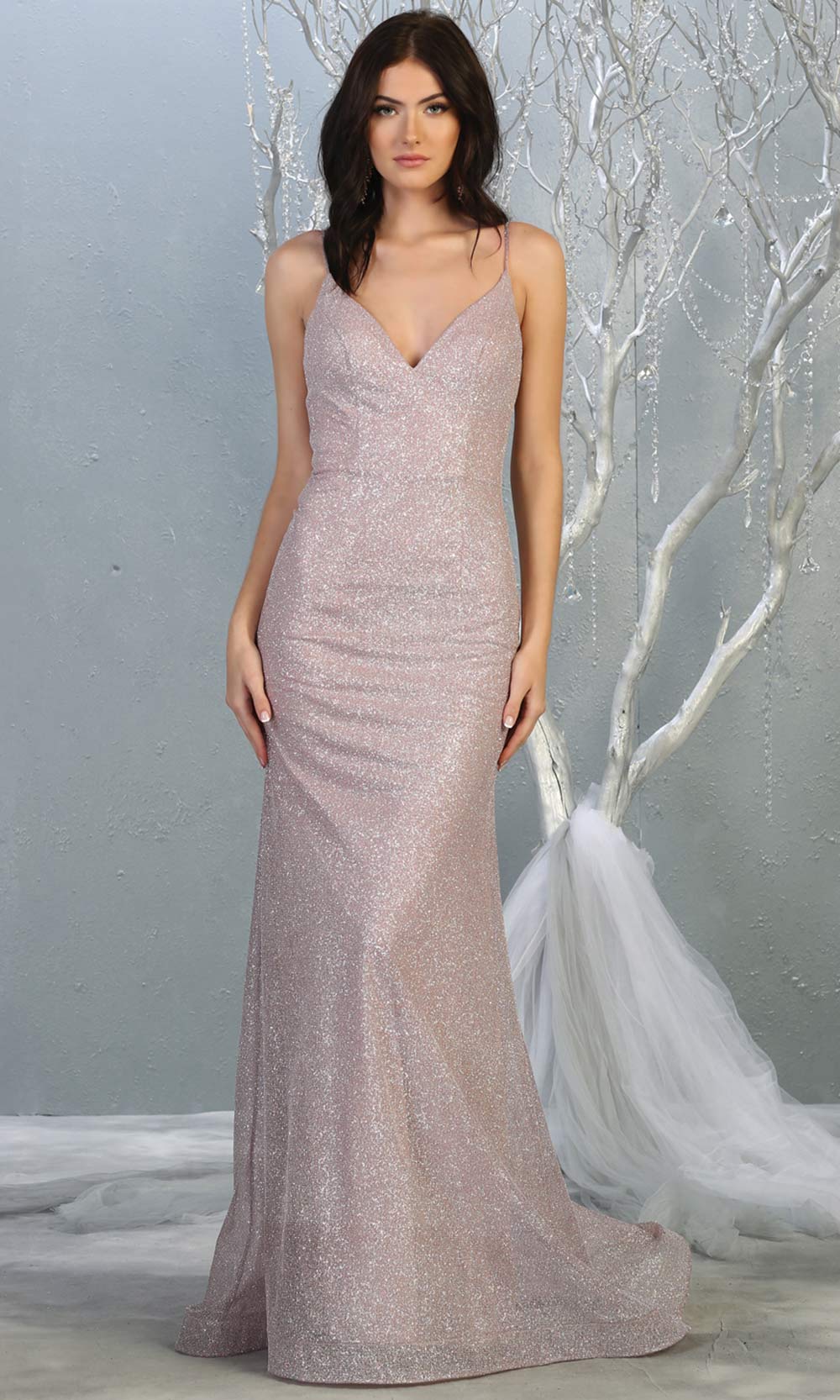 Mayqueen MQ1789 long mauve pink v neck evening fitted dress. Full length dusty rose glittery gown w/straps is perfect for  enagagement/e-shoot dress, formal wedding guest, indowestern gown, evening party dress, prom, bridesmaid. Plus sizes avail.jpg
