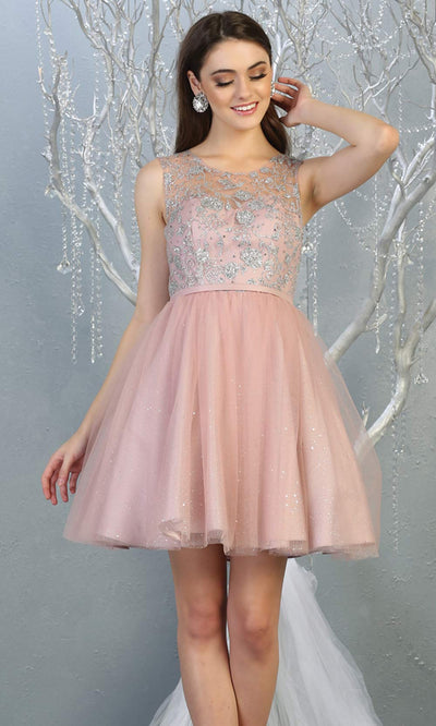 Mayqueen MQ1803 short mauve pink sequin flowy high neck grade 8 graduation dress w/puffy skirt. Dusty rose party dress is perfect for prom, graduation, grade 8 grad, confirmation dress, bat mitzvah dress, damas. Plus sizes avail for grad dress.jpggrade 8 grad dresses, graduation dresses