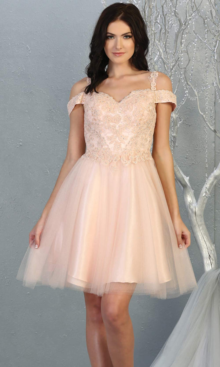 Cocktail strap dress with a form- fitting corset and a tulle skirt