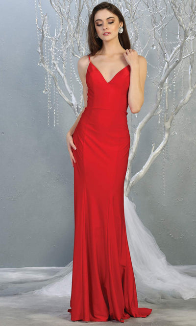 Mayqueen MQ1819 long red sexy fitted prom dress w/open back. Full length red gown is perfect for enagagement/e-shoot dress, wedding reception dress, indowestern gown, formal evening party dress, prom. Plus sizes avail.jpg