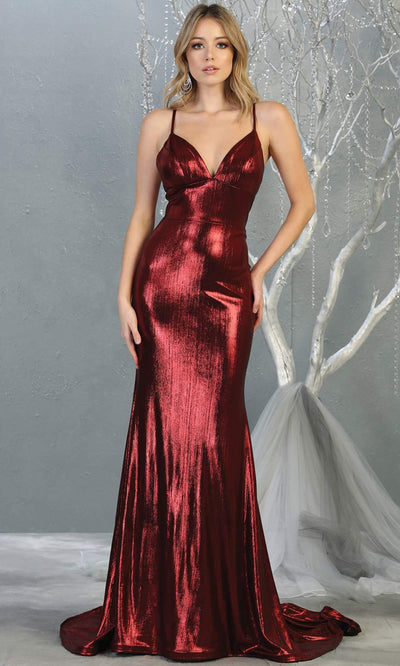 Mayqueen MQ1827 long burgundy red sexy fitted shiny prom mermaid dress w/open back. Full length dark red gown is perfect for enagagement/e-shoot dress, wedding reception dress, indowestern gown, formal evening party dress, prom. Plus sizes avail.jpg