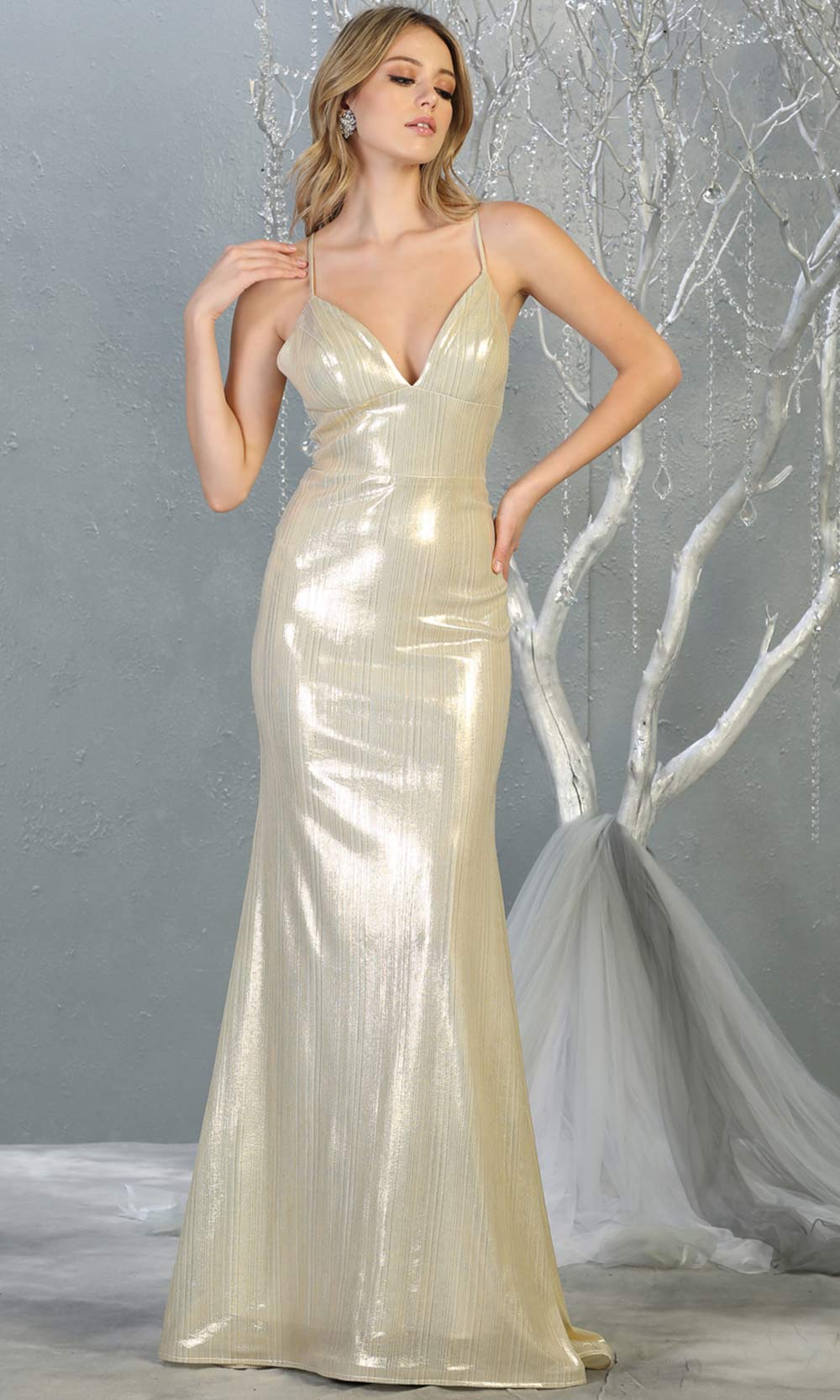 Mayqueen MQ1827 long gold sexy fitted shiny prom mermaid dress w/open back. Full length gold gown is perfect for enagagement/e-shoot dress, wedding reception dress, indowestern gown, formal evening party dress, prom. Plus sizes avail.jpg
