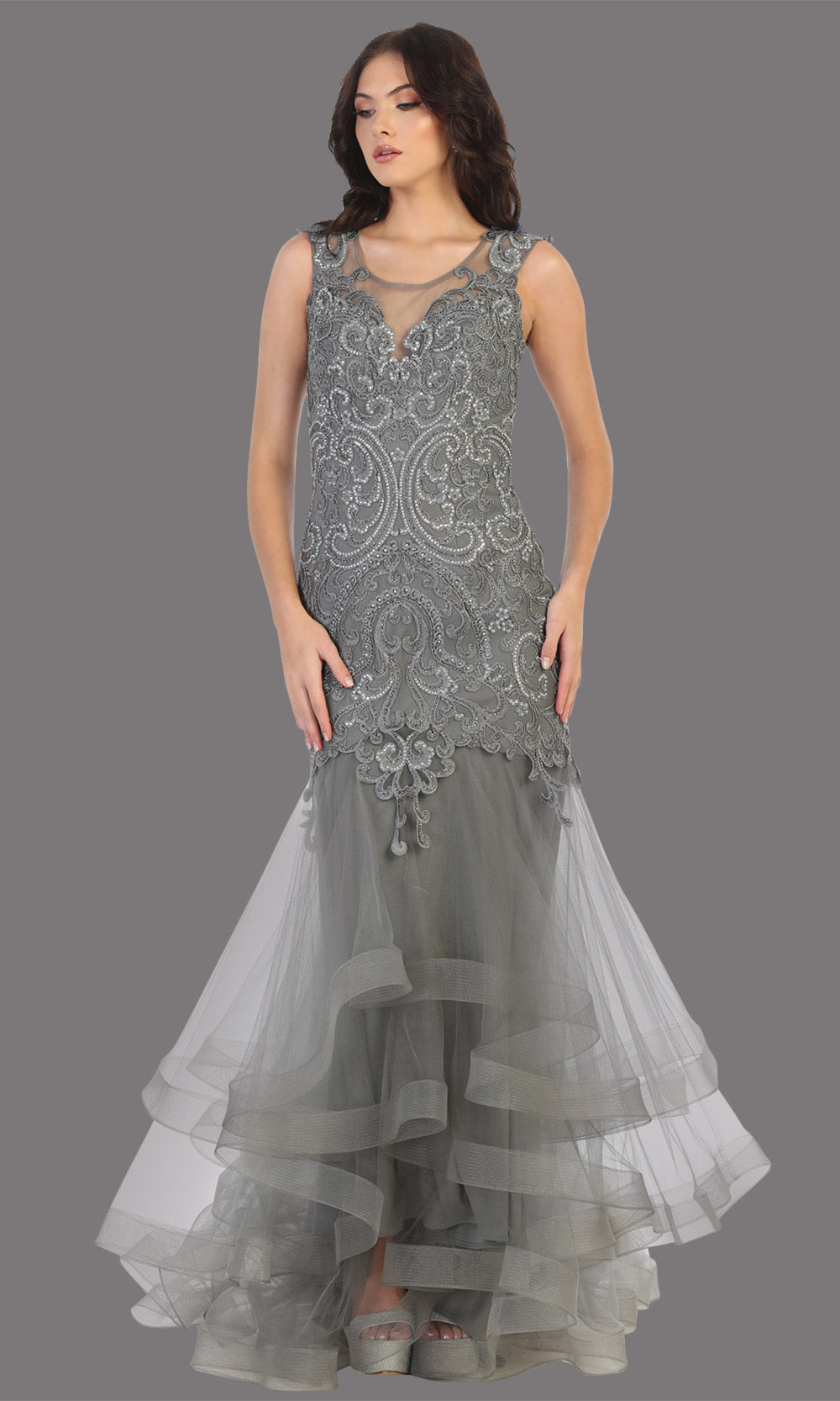 Mayqueen RQ7778 long silver high neck shoulder mermaid sequin dress. Full length gown is perfect for  enagagement/e-shoot dress, formal wedding guest, indowestern gown, evening party dress, prom, bridesmaid. Plus sizes avail.jpg