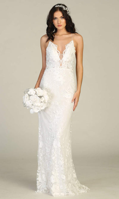 Mayqueen RQ7823-long ivory sexy wedding dress w/v neck & open back. Formal lace mermaid dress is perfect wedding bridal dress, simple prom dress, court/civil wedding, second wedding, destination wedding dress, cheap wedding dress. Plus sizes avail-2.jpg