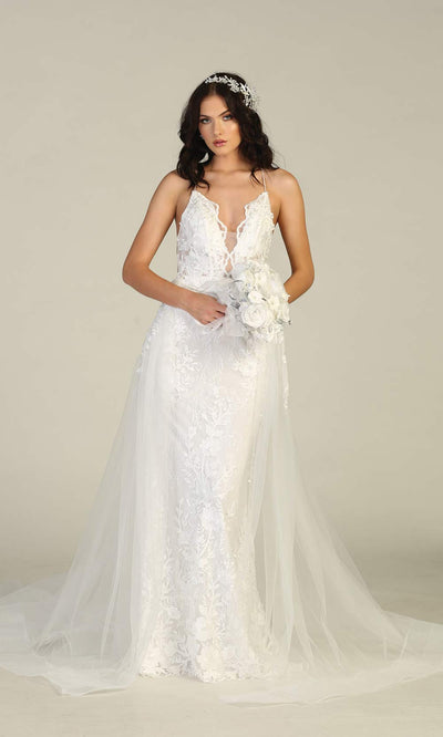 Mayqueen RQ7823-long ivory sexy wedding dress w/v neck & open back. Formal lace mermaid dress is perfect wedding bridal dress, simple prom dress, court/civil wedding, second wedding, destination wedding dress, cheap wedding dress. Plus sizes avail-4.jpg