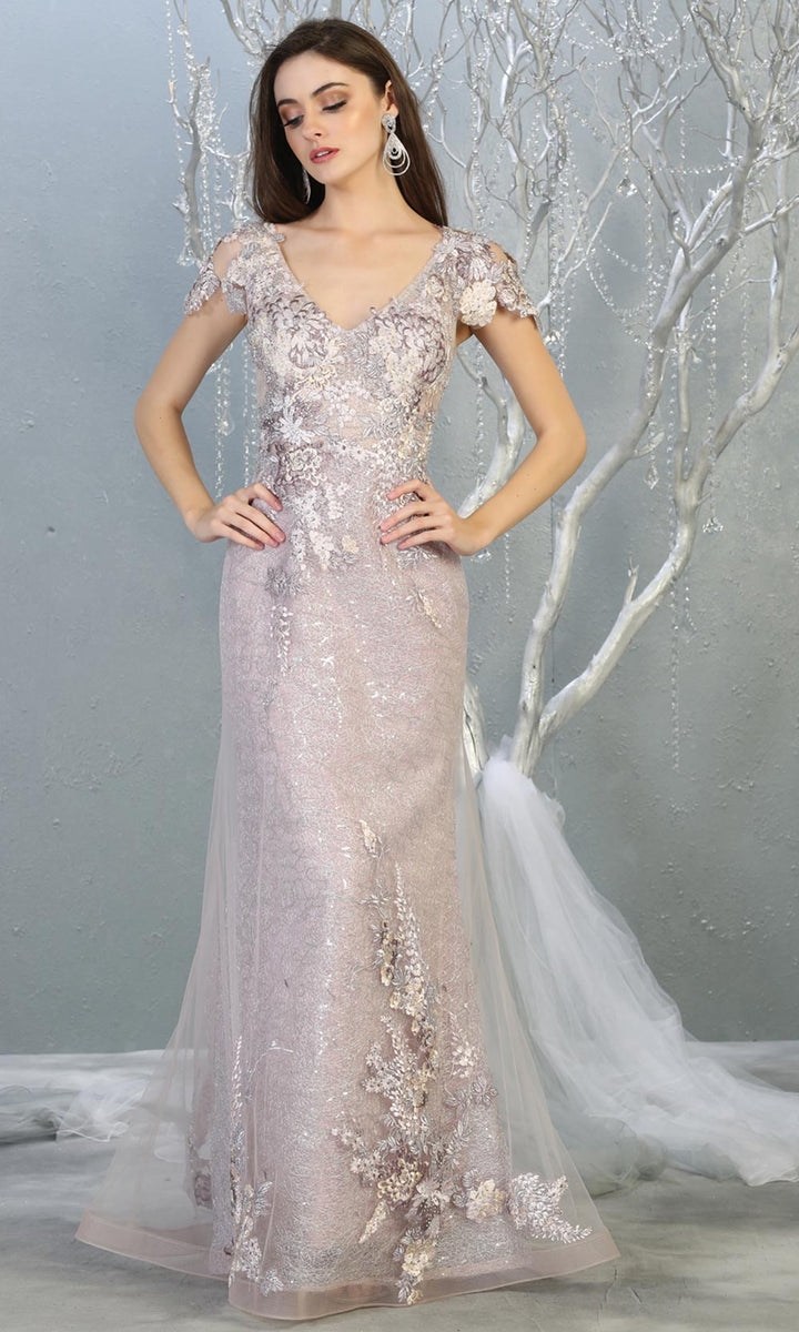 Silver Sequin Net Overlay Gray Mermaid Prom Dress