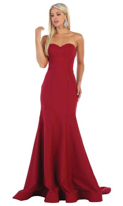 May Queen - RQ7703 Strapless Fitted Trumpet Dress In Red