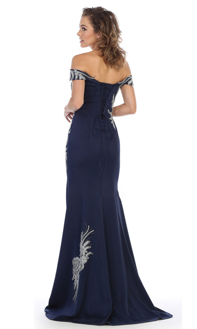 May Queen - RQ7712 Beaded Sweetheart Trumpet Gown In Blue