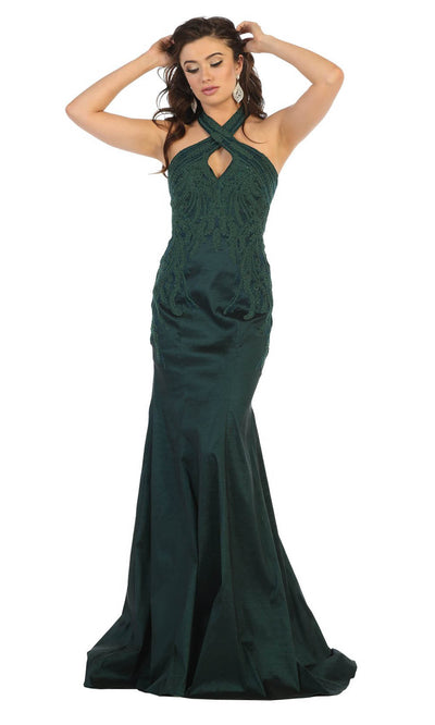 May Queen - RQ7743 Embellished Trumpet Gown In Green