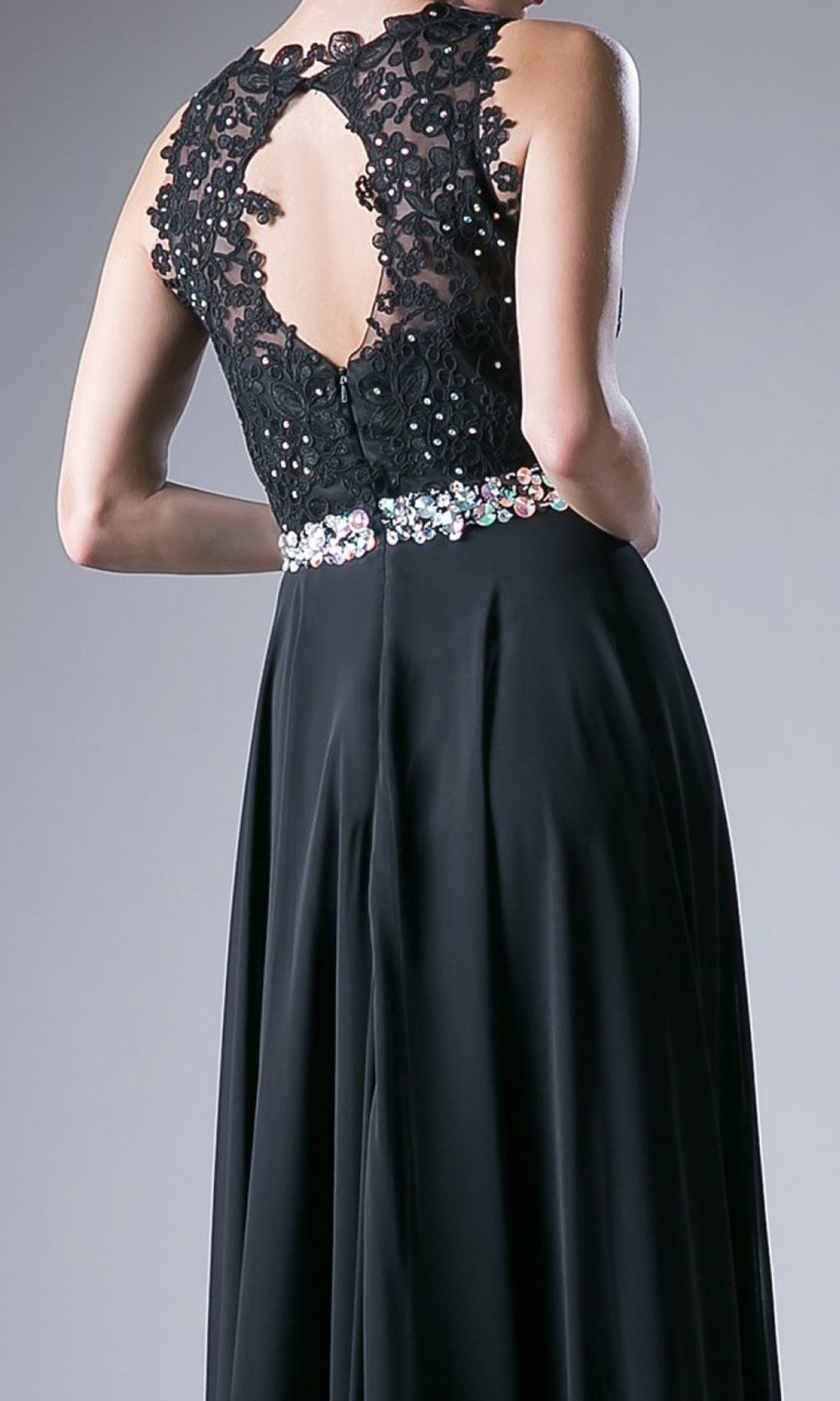 Cinderella Divine - B1601 Jewel Adorned A-Line Dress In Red and Black