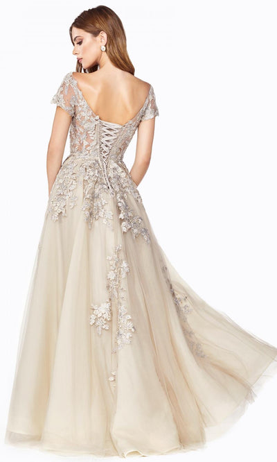 Cinderella Divine - C20 Off Shoulder Floral Lace Gown In Neutral