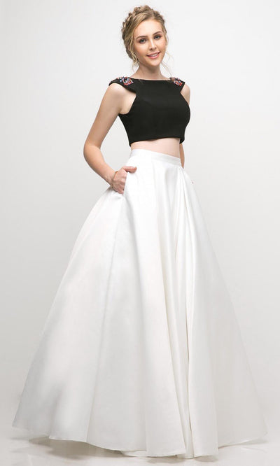 Cinderella Divine - CA316 Two Piece Mikado A-Line Dress In Black and White