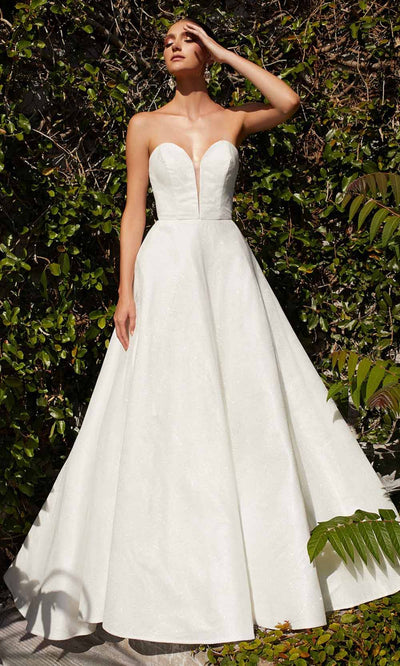 Cinderella Divine - CB0033W Shimmer Bridal Gown In White & Ivory