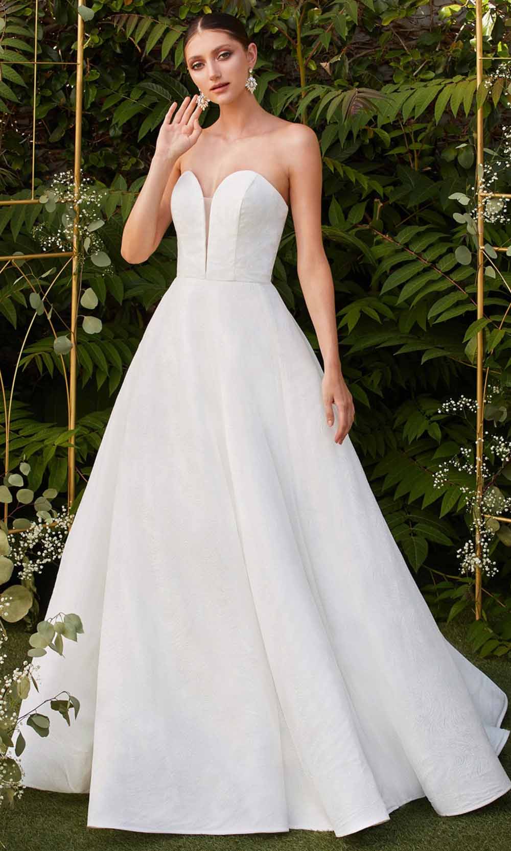 Cinderella Divine - CB0033W Shimmer Bridal Gown In White & Ivory
