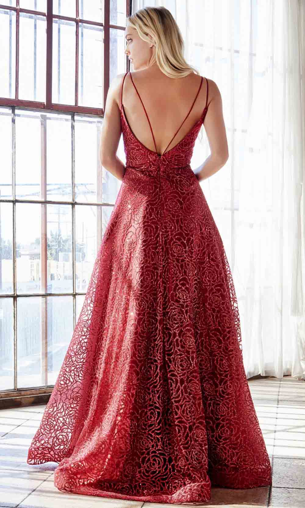 Cinderella Divine - CB059 Glitter Print A-Line Gown In Red