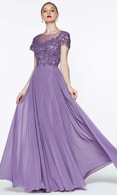 Cinderella Divine - CD0139 Illusion Jewel Chiffon Dress In Purple