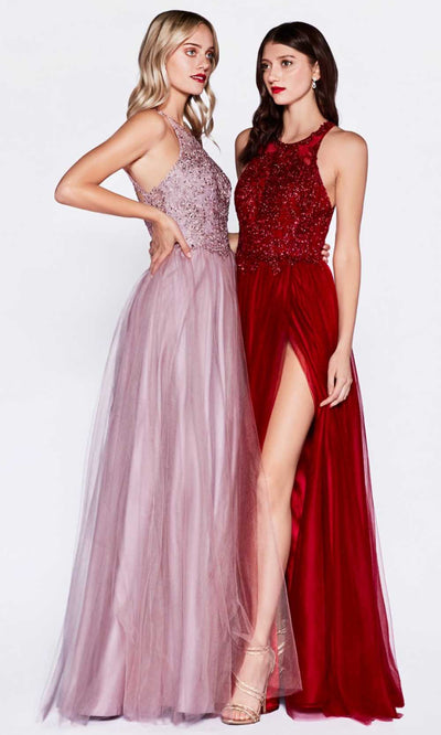 Cinderella Divine - CD0145 Halter Jewel Tulle Dress In Purple and Red